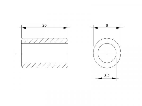 Abstandsrollen Innen Ø 3.2mm | Aussen Ø 6mm | Länge 20mm Abstandsrollen Innen Ø 3.2mm | Aussen Ø 6mm | Länge 20mm