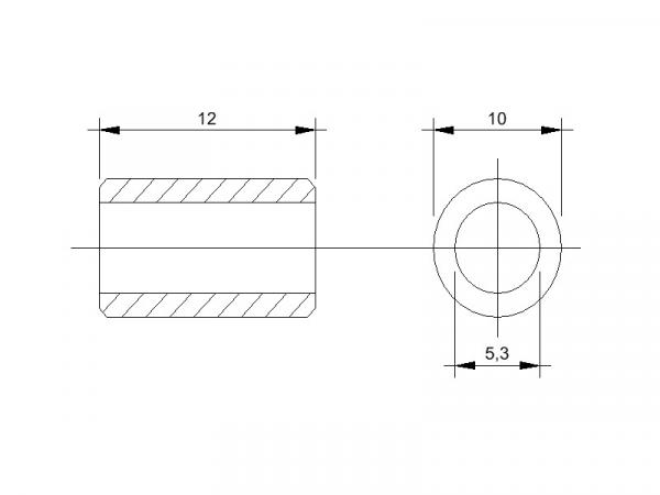 Abstandsrollen Innen Ø 5.3mm | Aussen Ø 10mm | Länge 12mm Abstandsrollen Innen Ø 5.3mm | Aussen Ø 10mm | Länge 12mm