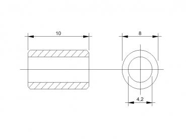 100 Stück PA-Abstandsrollen Innen-Ø 4.2mm | Aussen-Ø 8mm | Länge 15mm