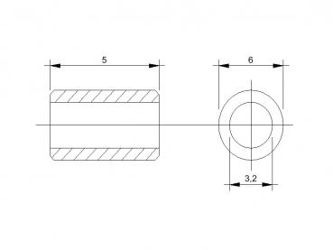 Abstandsrollen Innen Ø 3.2mm | Aussen Ø 6mm | Länge 5mm